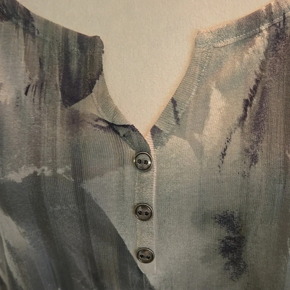 One World Abstract Design Grey & White Long Sleeve Top size 3X - Picture 2 of 14